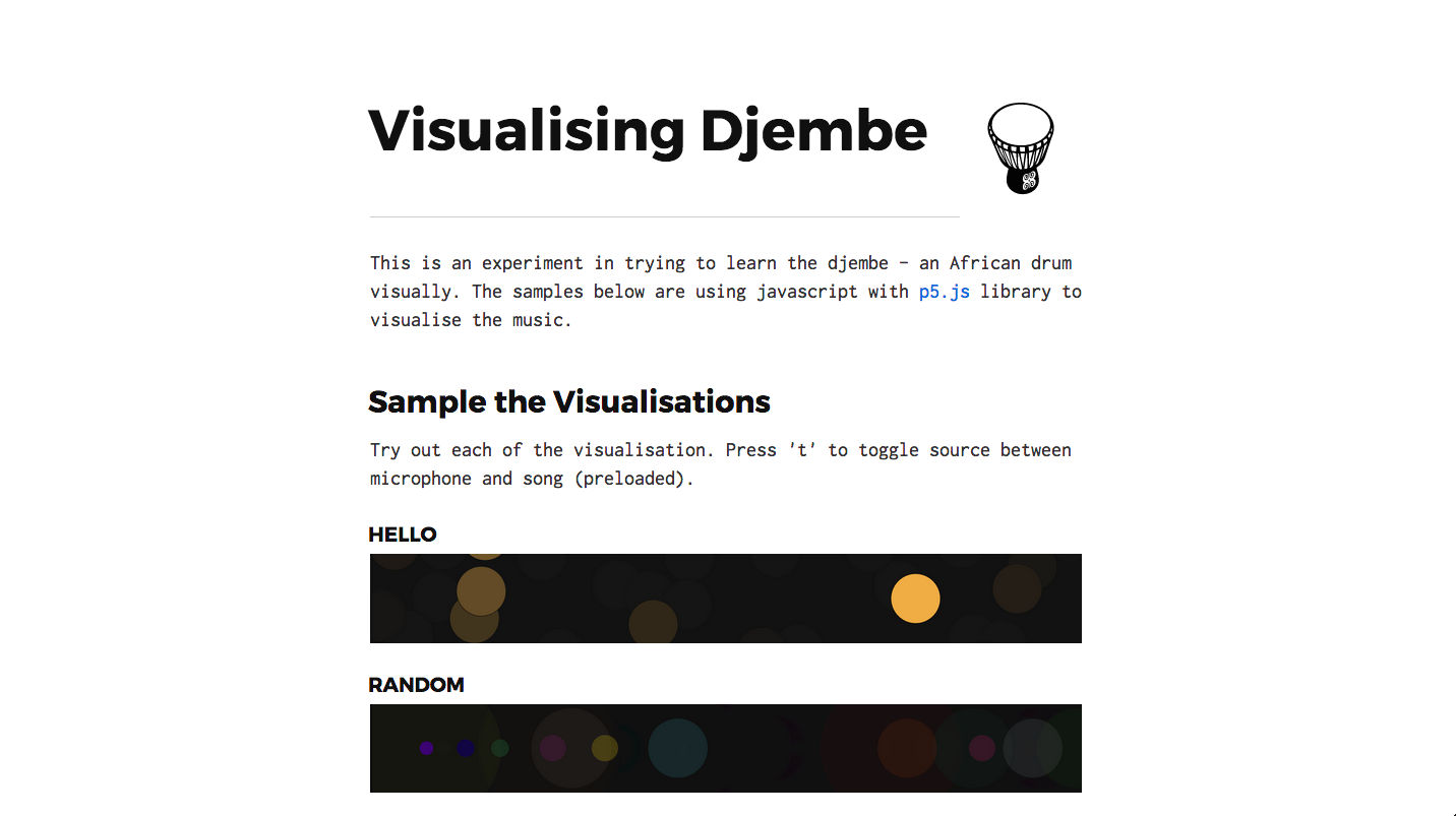 Visualising Djembe Website